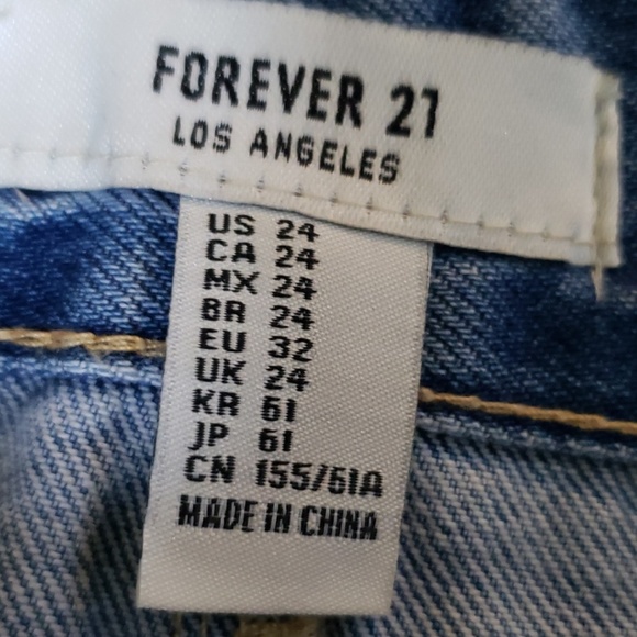 Forever 21 Distressed Denim High Waisted Skirt - Picture 3 of 4